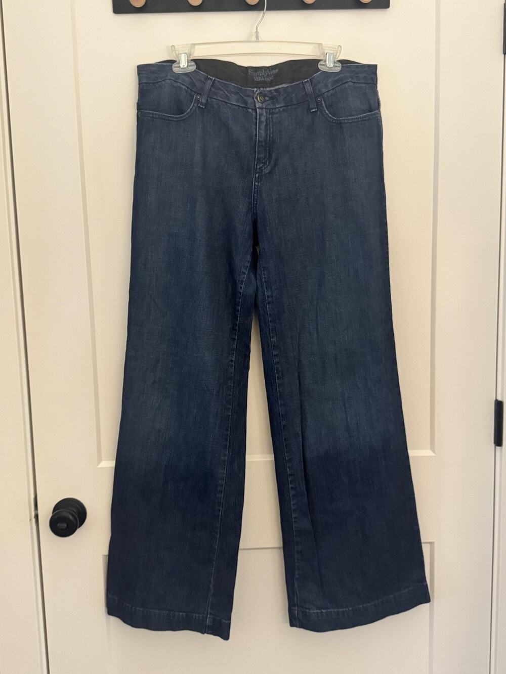 Simply Vera Vera Wang Jeans Sz 14 Blue Wide Leg Dark Wash Stretch Relaxed Fit